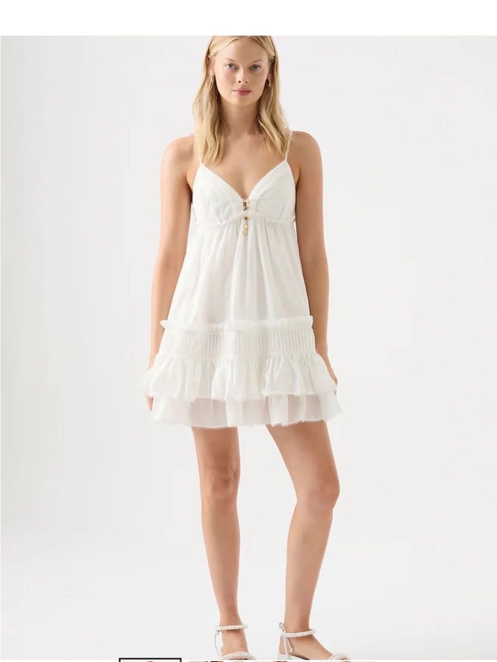 Aje White Tiered Mini Dress